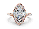 Rose gold Marquise Cut Diamond Pavé Halo Ring with Four-Prong Setting_37