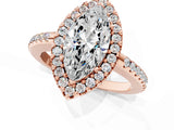 Rose gold Marquise Cut Diamond Pavé Halo Ring with Four-Prong Setting_38