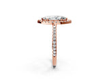 Rose gold Marquise Cut Diamond Pavé Halo Ring with Four-Prong Setting_39