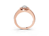 Rose gold Marquise Cut Diamond Pavé Halo Ring with Four-Prong Setting_40