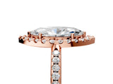 Rose gold Marquise Cut Diamond Pavé Halo Ring with Four-Prong Setting_42