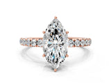 Rose gold Marquise Cut Diamond Pavé Solitaire Engagement Ring with Four-Prong Setting_75