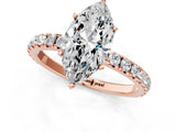 Rose gold Marquise Cut Diamond Pavé Solitaire Engagement Ring with Four-Prong Setting_76