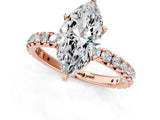 Rose gold Marquise Cut Diamond Pavé Solitaire Ring with Round Band and Prong Setting_13