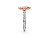 Rose gold Marquise Cut Diamond Pavé Solitaire Ring with Round Band and Prong Setting_14