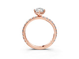 Rose gold Marquise Cut Diamond Pavé Solitaire Ring with Round Band and Prong Setting_15