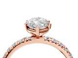 Rose gold Marquise Cut Diamond Pavé Solitaire Ring with Round Band and Prong Setting_16