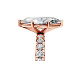 Rose gold Marquise Cut Diamond Pavé Solitaire Ring with Round Band and Prong Setting_17