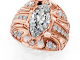 Rose gold Marquise Cut Diamond Pave Art Deco Split Shank Ring with Four-Prong Setting_26