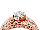 Rose gold Marquise Cut Diamond Pave Art Deco Split Shank Ring with Four-Prong Setting_29