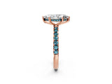 Rose gold Marquise Cut Diamond Pave Band Solitaire Ring with Round with Blue Topaz side stone and Prong Setting_14