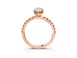 Rose gold Marquise Cut Diamond Pave Band Solitaire Ring with Round with Citrine side stone and Prong Setting_3