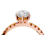 Rose gold Marquise Cut Diamond Pave Band Solitaire Ring with Round with Citrine side stone and Prong Setting_4