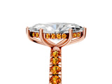 Rose gold Marquise Cut Diamond Pave Band Solitaire Ring with Round with Citrine side stone and Prong Setting_5
