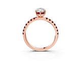 Rose gold Marquise Cut Diamond Pave Band Solitaire Ring with Round with Garnet side stone and Prong Setting_27