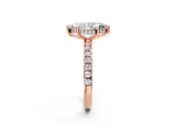 Rose gold Marquise Cut Diamond Pave Band Solitaire Ring with Round with Moissanite side stone and Prong Setting_26
