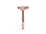 Rose gold Marquise Cut Diamond Pave Band Solitaire Ring with Round with Morganite side stone and Prong Setting_38