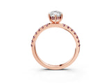 Rose gold Marquise Cut Diamond Pave Band Solitaire Ring with Round with Morganite side stone and Prong Setting_39