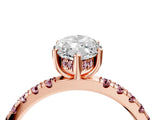 Rose gold Marquise Cut Diamond Pave Band Solitaire Ring with Round with Morganite side stone and Prong Setting_40