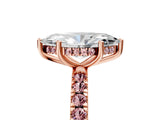 Rose gold Marquise Cut Diamond Pave Band Solitaire Ring with Round with Morganite side stone and Prong Setting_41