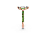 Rose gold Marquise Cut Diamond Pave Band Solitaire Ring with Round with Peridot side stone and Prong Setting_2