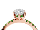 Rose gold Marquise Cut Diamond Pave Band Solitaire Ring with Round with Peridot side stone and Prong Setting_4