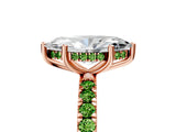 Rose gold Marquise Cut Diamond Pave Band Solitaire Ring with Round with Peridot side stone and Prong Setting_5