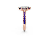 Rose gold Marquise Cut Diamond Pave Band Solitaire Ring with Round with Tanzanite side stone and Prong Setting_2
