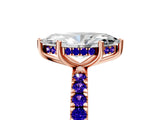 Rose gold Marquise Cut Diamond Pave Band Solitaire Ring with Round with Tanzanite side stone and Prong Setting_5