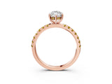 Rose gold Marquise Cut Diamond Pave Band Solitaire Ring with Round with Yellow Sapphire side stone and Prong Setting_15