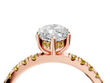 Rose gold Marquise Cut Diamond Pave Band Solitaire Ring with Round with Yellow Sapphire side stone and Prong Setting_16