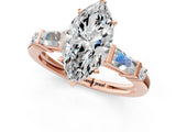 Rose gold Marquise Cut Diamond Ring with Baguette Side Stones, Channel Set Band, and Four-Prong Setting_26