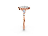 Rose gold Marquise Cut Diamond Ring with Baguette Side Stones, Channel Set Band, and Four-Prong Setting_27