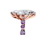 Rose gold Marquise Cut Diamond Ring with Marquise and Round with Amethyst side stone Side Stones and Four-Prong Setting_29
