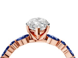 Rose gold Marquise Cut Diamond Ring with Marquise and Round with Blue Sapphire side stone Side Stones and Four-Prong Setting_52