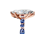 Rose gold Marquise Cut Diamond Ring with Marquise and Round with Blue Sapphire side stone Side Stones and Four-Prong Setting_53