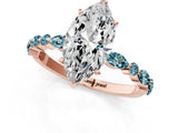 Rose gold Marquise Cut Diamond Ring with Marquise and Round with Blue Topaz side stone Side Stones and Four-Prong Setting_25