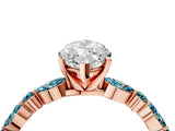 Rose gold Marquise Cut Diamond Ring with Marquise and Round with Blue Topaz side stone Side Stones and Four-Prong Setting_28