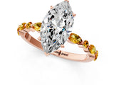 Rose gold Marquise Cut Diamond Ring with Marquise and Round with Citrine side stone Side Stones and Four-Prong Setting_13