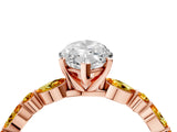 Rose gold Marquise Cut Diamond Ring with Marquise and Round with Citrine side stone Side Stones and Four-Prong Setting_16