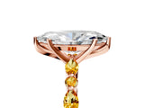 Rose gold Marquise Cut Diamond Ring with Marquise and Round with Citrine side stone Side Stones and Four-Prong Setting_17