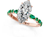 Rose gold Marquise Cut Diamond Ring with Marquise and Round with Emerald side stone Side Stones and Four-Prong Setting_61