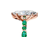 Rose gold Marquise Cut Diamond Ring with Marquise and Round with Emerald side stone Side Stones and Four-Prong Setting_65