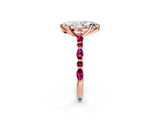 Rose gold Marquise Cut Diamond Ring with Marquise and Round with Garnet side stone Side Stones and Four-Prong Setting_38