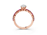 Rose gold Marquise Cut Diamond Ring with Marquise and Round with Garnet side stone Side Stones and Four-Prong Setting_39
