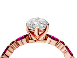 Rose gold Marquise Cut Diamond Ring with Marquise and Round with Garnet side stone Side Stones and Four-Prong Setting_40