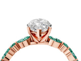 Rose gold Marquise Cut Diamond Ring with Marquise and Round with Green Sapphire side stone Side Stones and Four-Prong Setting_16