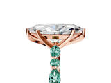 Rose gold Marquise Cut Diamond Ring with Marquise and Round with Green Sapphire side stone Side Stones and Four-Prong Setting_17