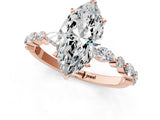 Rose gold Marquise Cut Diamond Ring with Marquise and Round with Moissanite side stone Side Stones and Four-Prong Setting_37