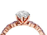 Rose gold Marquise Cut Diamond Ring with Marquise and Round with Morganite side stone Side Stones and Four-Prong Setting_28
